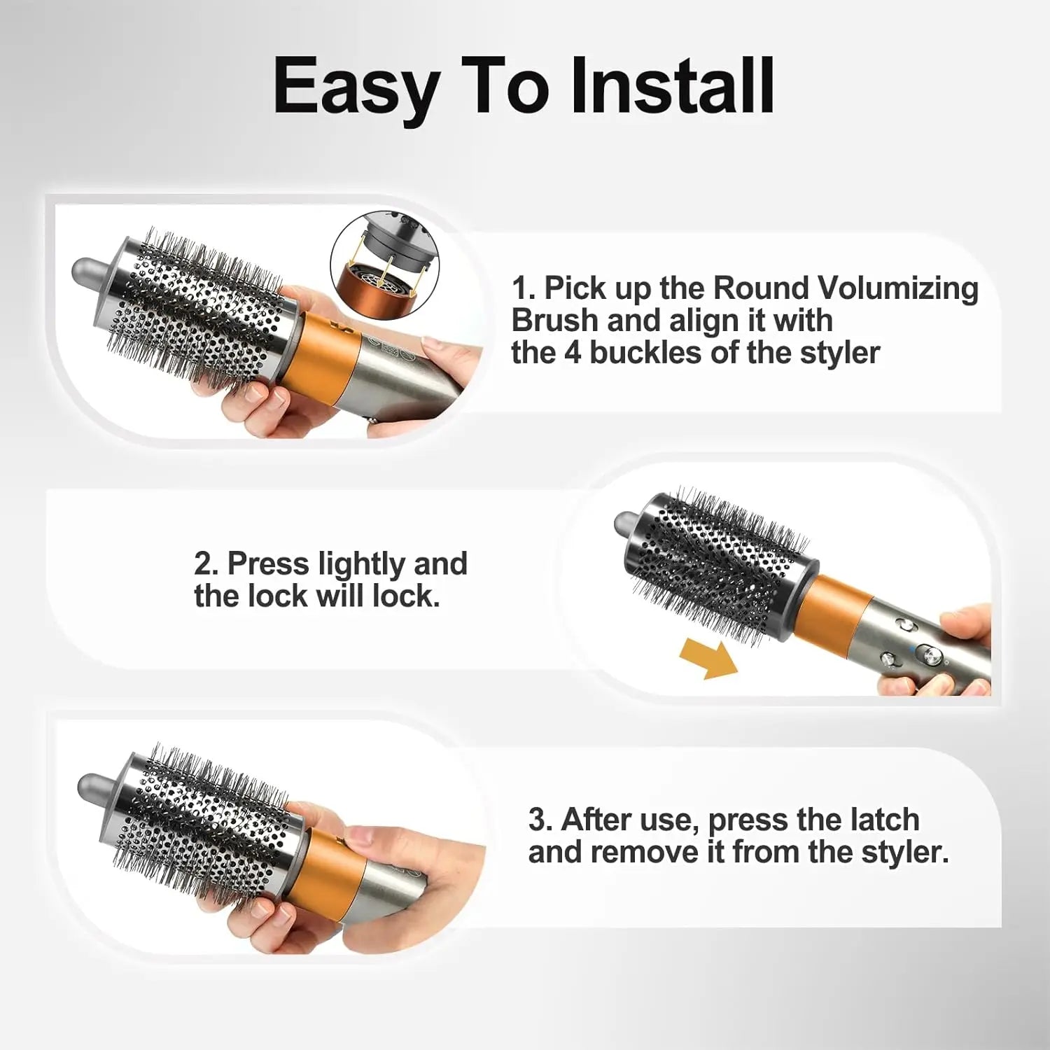 New upgraded large oval brush accessories, large gray cylindrical brush, compatible with Airwrap HS01/HS05.