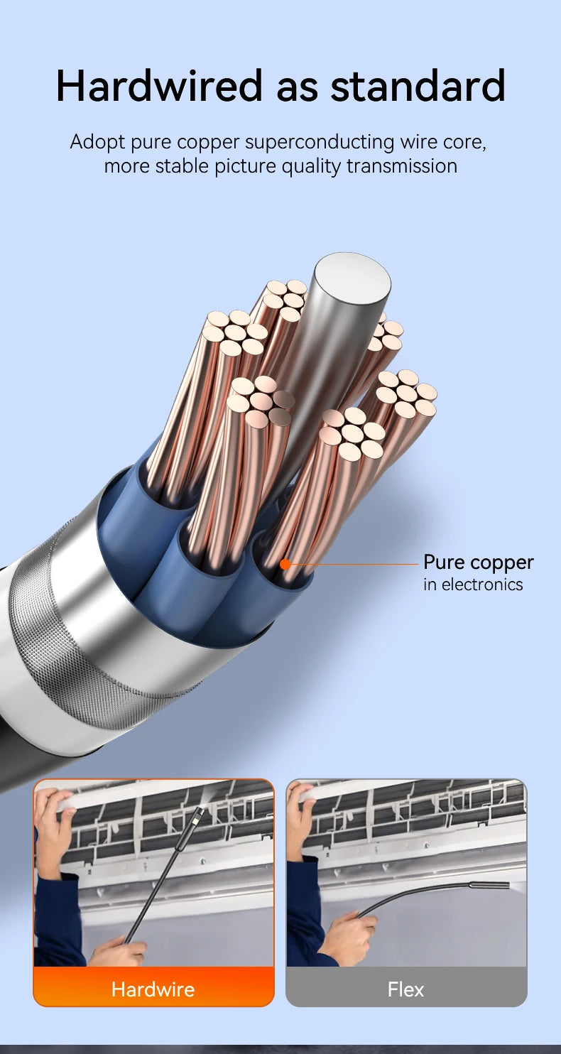 4.3 "Single&Dual Lens Industrial Endoscope Camera HD1080P Car Inspection Borescope IP67 Waterproof Sewer Camera With 8LEDs Hard