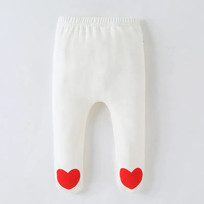 0-18M Baby Girl Pant with Footies Heart Trousers Newborn Infant PP Pant Toddler Girl Clothes Elastic Waist Kid Legging A1119