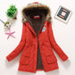 Korean Style Thickened Long Cotton Jacket Women's Winter Coat with Fleece Lining And Fur Collar Slim Fit plus Size Top