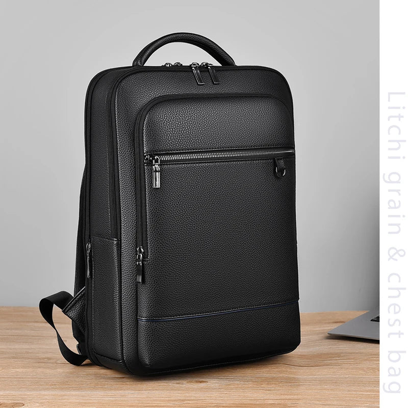Executive Backpack Men PU Leather USB Charging Satchel Briefcase Office Travel Laptop Office Business Shoulder Back Pack Male