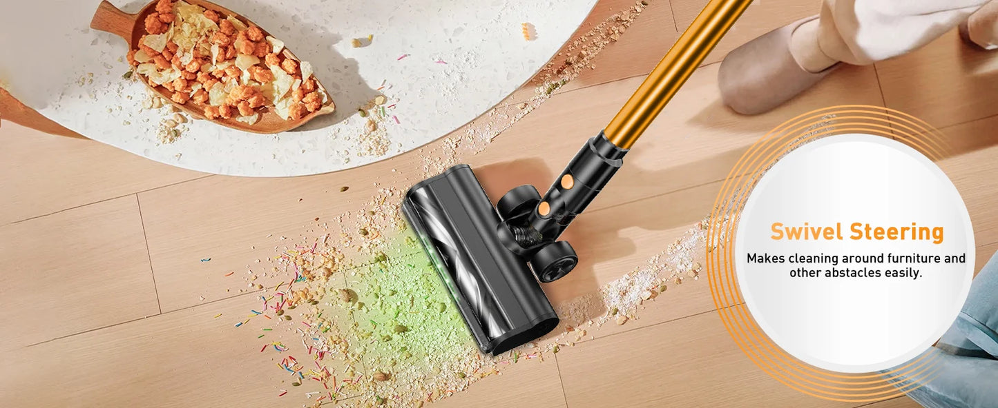 Cordless Vacuum Cleaner 8 in 1 Powerful Suction Lightweight,LED Display,45Mins Detachable Battery Vacuum for Floor/Carpet/Pet