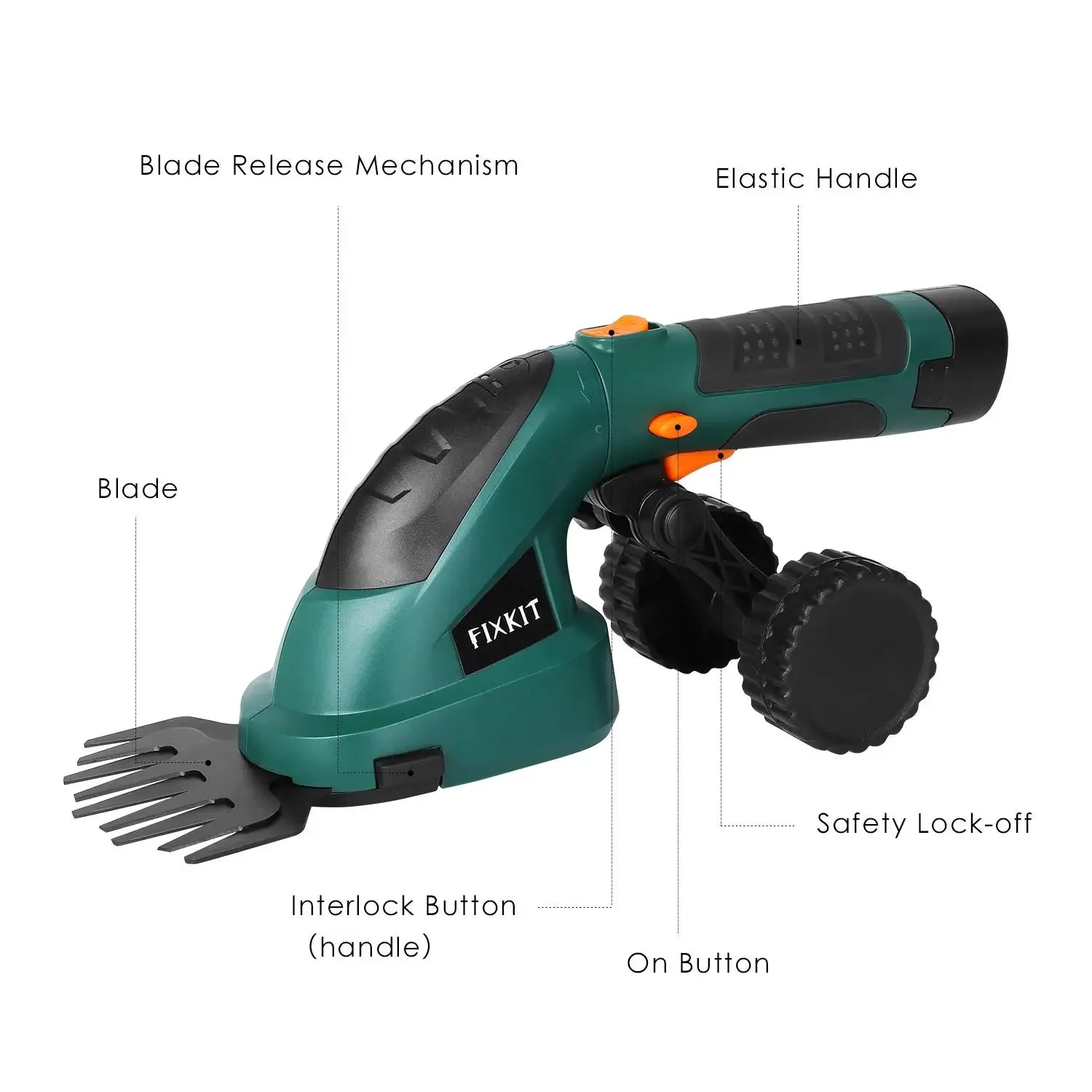 7.2V Electric Hedge Brush Trimmer Telescopic Handle Cordless 2-in-1 Grass Shear + Hedge Trimmer w/Extension Pole