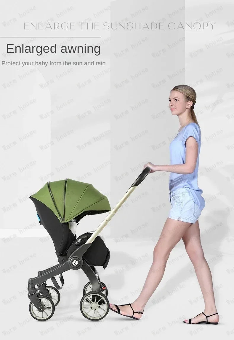 2025 New Baby Stroller 4in1 Multifunctional Newborn Baby Stroller 3in1 Foldable Basket Type Seat Lightweight Travel Pram