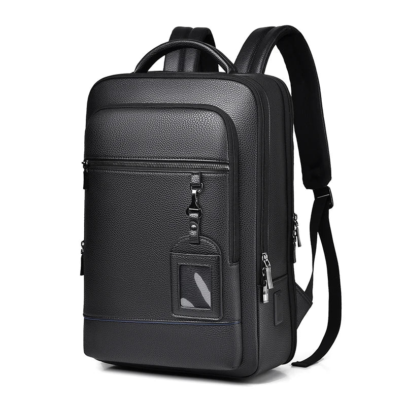 Executive Backpack Men PU Leather USB Charging Satchel Briefcase Office Travel Laptop Office Business Shoulder Back Pack Male