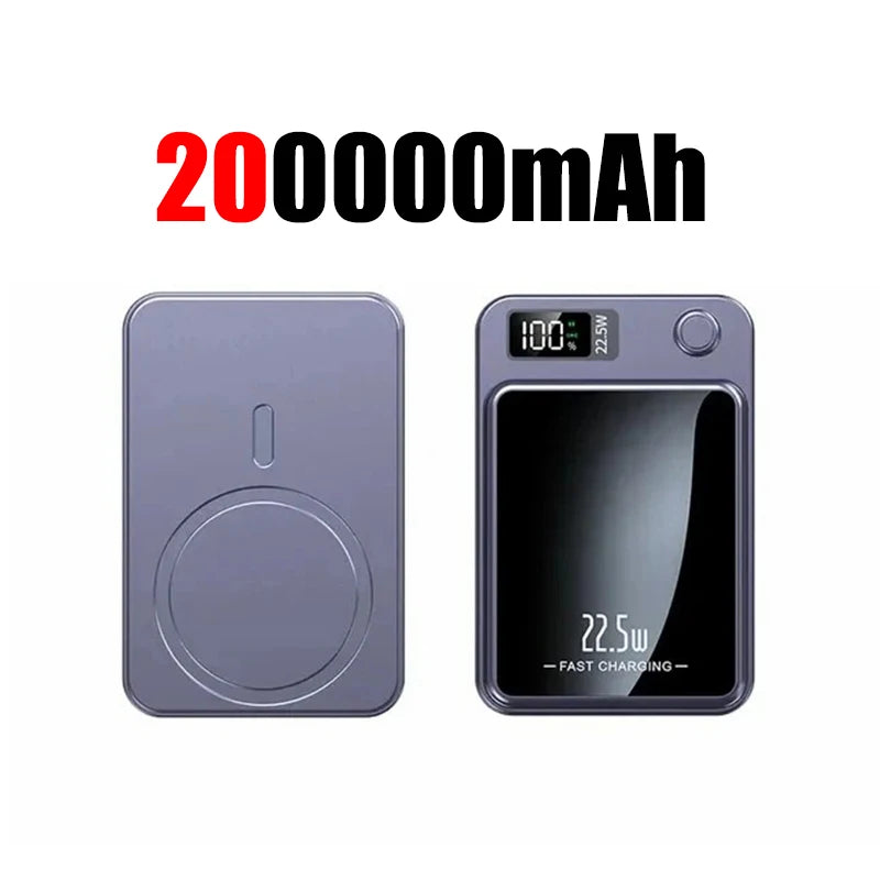 New 200000mAh Magnetic Power Bank Wireless Fast Charger For Magsafe Portable Auxiliary Battery Pack For iphone Huawei Xiaomi