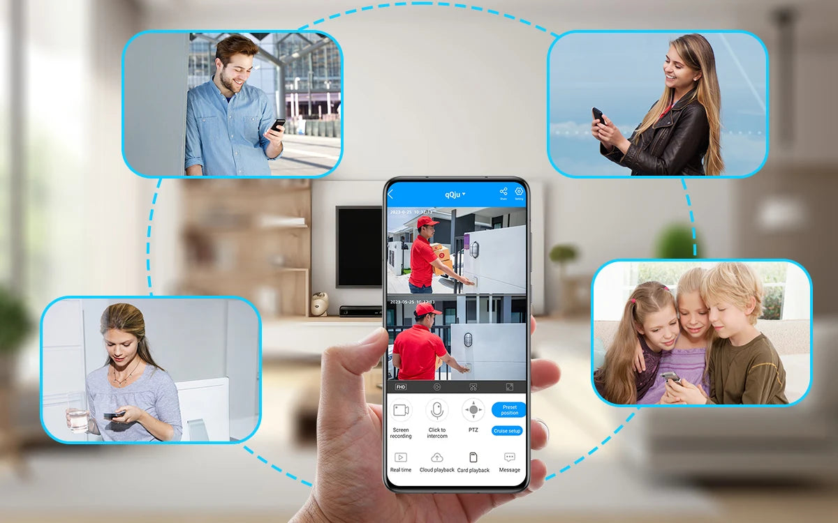 JOOAN 4K 6MP HD  PTZ Camera Outdoor Dual Lens Dual Screen AI Tracking 5G WIFI IP Camera Security CCTV Video Surveillance Cameras