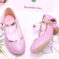 Girls High Heels Children's Leather Shoes Small Children Princess Single Shoes Sequins Students Dance Performance Gift