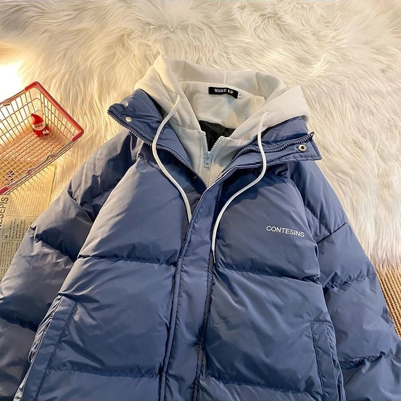 2026 Korean Winter Leisure Cotton Clothes Women Parker coat Y2K Multi-functional Fake Two Pocket Zipper Down Jacket Thick Coat
