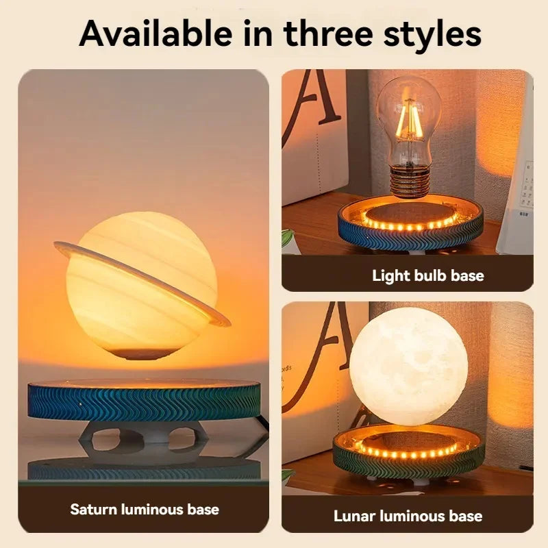 Magnetic Levitating Bulb Saturn Moon Lamp Levitating Rotating Table Lamp Creative Office Home Decoration Unique Gifts