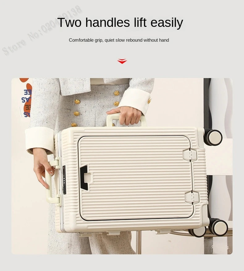 KO-KU New Front Opening Travel Suitcases 20/24/26/28 inch carrier Aluminum Frame Large Capacity Luggage USB Charging TSA Lock