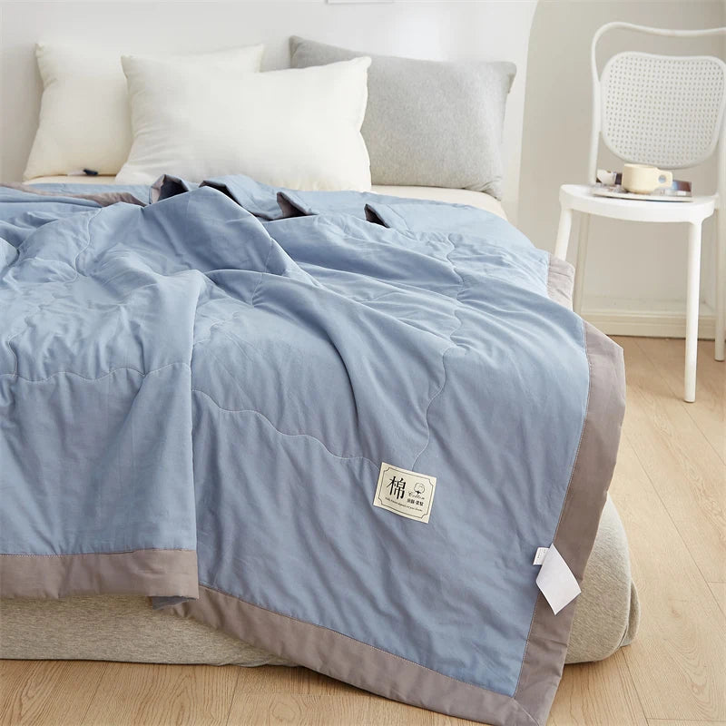 Inside Outside 100% Cotton Summer Quilt Pure Cotton Air Conditioning Duvet Soft Skin-friendly Breathable Thin Blanket Comforter