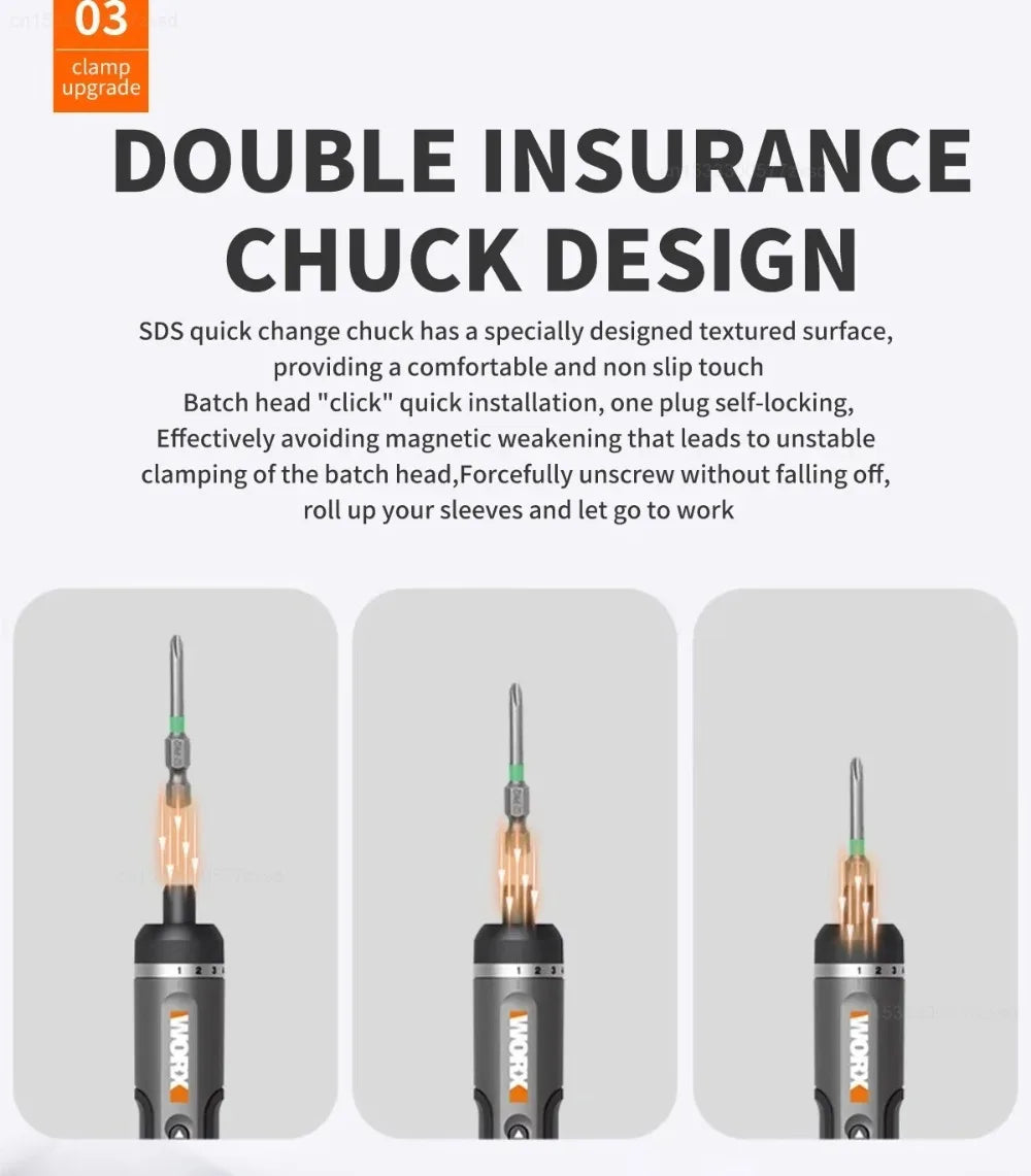 Worx 30 Bit Sets Power Tools WX242 Electrical Screwdriver Set Smart Cordless Drill Screwdrivers USB Rechargeable Set Home Repair