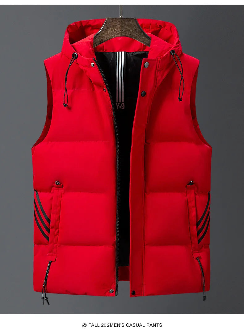 Waistcoat for men spring and autumn waistcoat for Korean men fashion slim handsome vest warm down cotton vest with hat