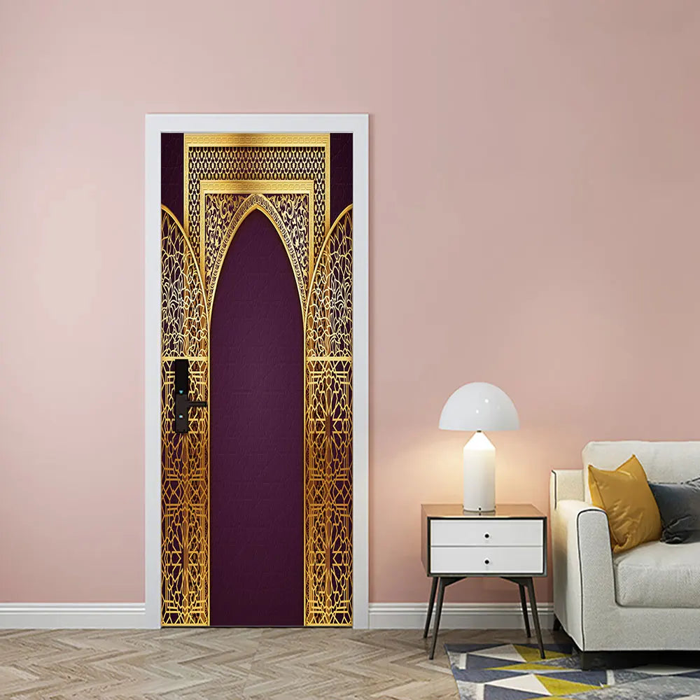 Simulation Of Gilt Leaves DIY Door Stickers Home Decoration Wall Sticker Kitchen Art Mural Peel & Stick Waterpoof PVC Wallpaper