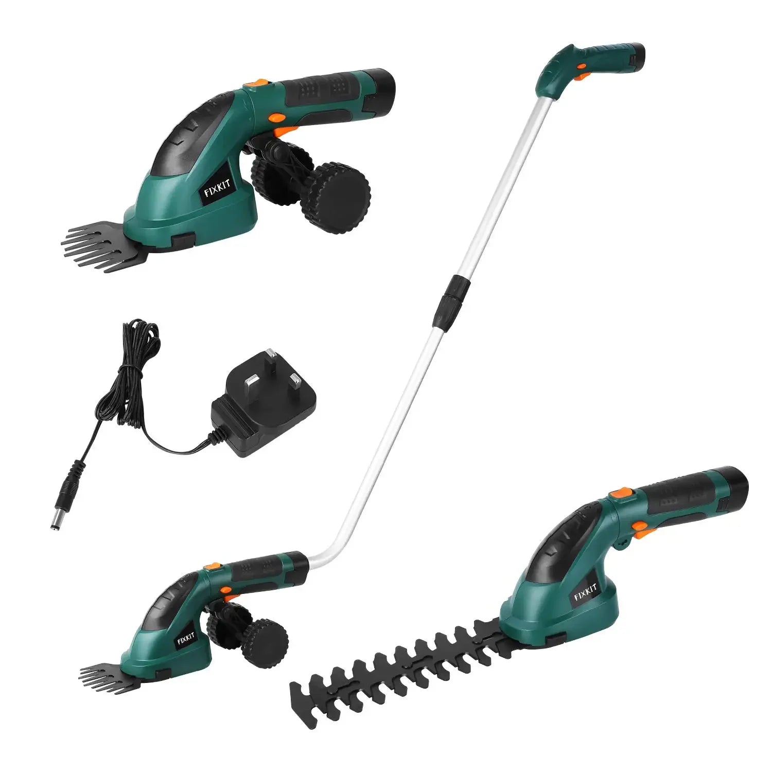 7.2V Electric Hedge Brush Trimmer Telescopic Handle Cordless 2-in-1 Grass Shear + Hedge Trimmer w/Extension Pole
