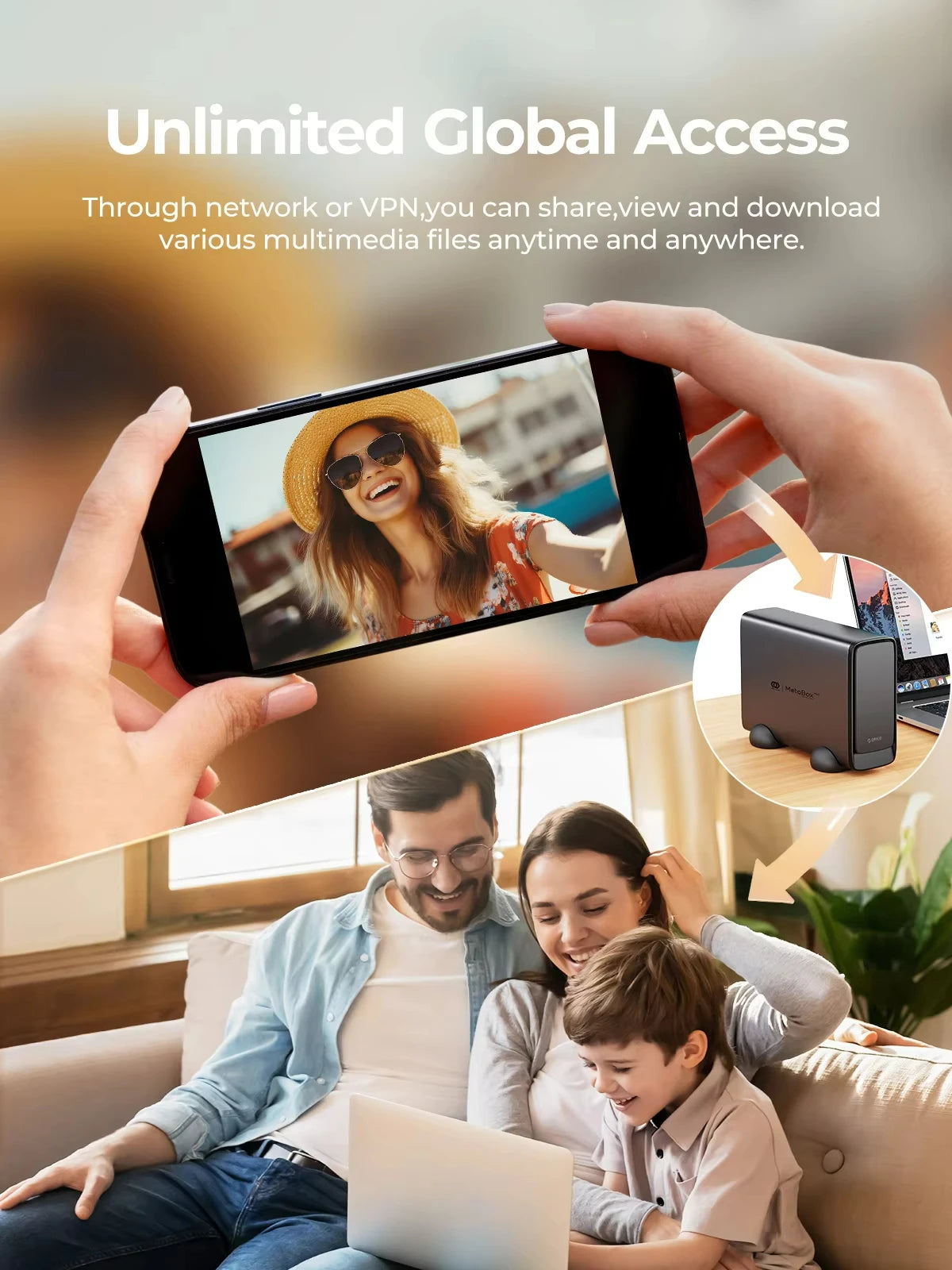 ORICO Personal Cloud NAS Storage SDVN 3.5"Data Securit Network Attached Storage with Automatic Cooling Fan Remote Access MetaBox