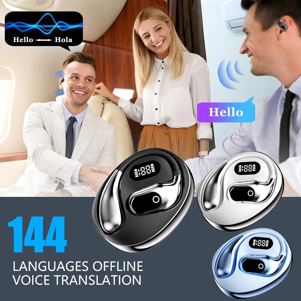 Ai Translators Earphone 144 Languages  Wireless Bluetooth 5.4 Smart Voice Real time Translator Headphones For Travel Business