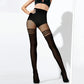 Black Striped Goth Fishnets Pantyhose Faux Thigh High Tights Mock Suspender Pantyhose Sexy Hollow Out Goth Fishnets Stocking