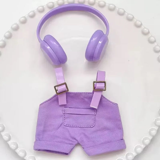 labubu clothes for 15-17cm Labubu clothing set includes headphones waist belt pants and accessories