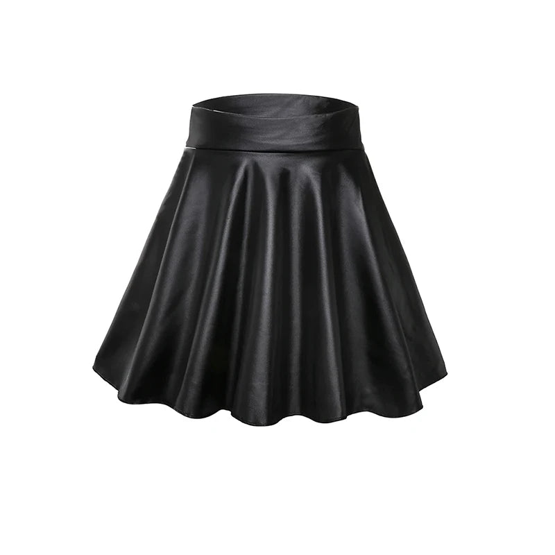 High Waist Faux Leather Textured Half Skirt For Women Versatile And Basic A-Line Skirt Umbrella Skirt Sexy And Slim Mini Skirt