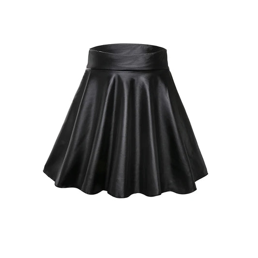 High Waist Faux Leather Textured Half Skirt For Women Versatile And Basic A-Line Skirt Umbrella Skirt Sexy And Slim Mini Skirt