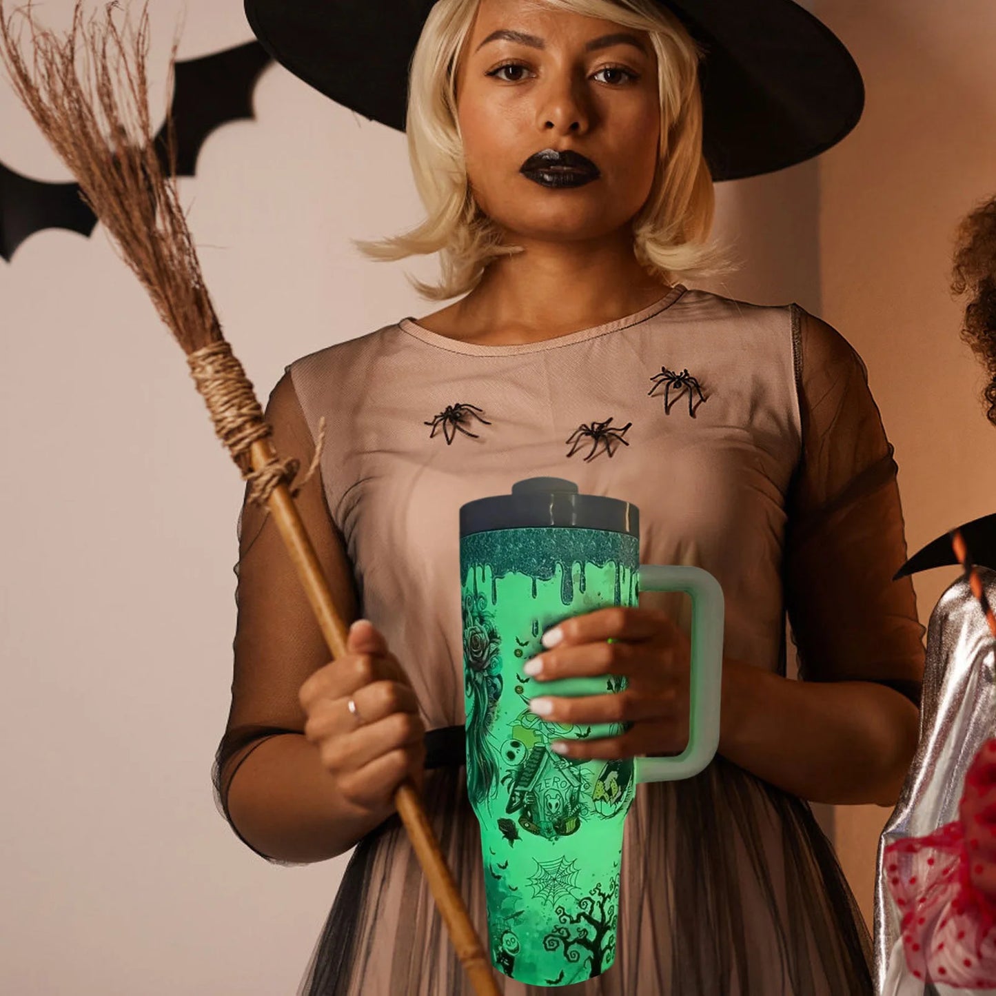 Glow in the Dark Halloween Travel Mug,Insulated Stainless Steel Halloween Coffee Tumbler, Spooky Cups for Adults, Festive Glow i