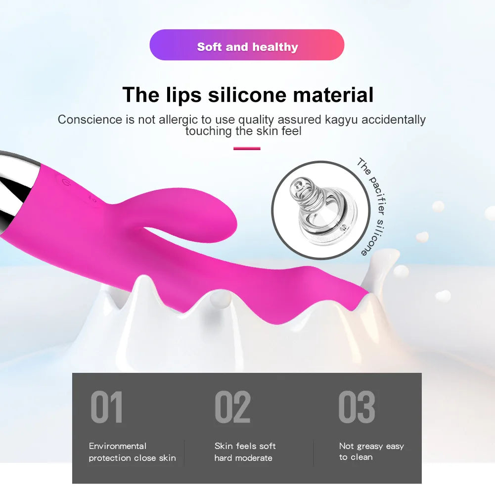 Dual-Headed Multi-Speed G-Spot Vibrator for Women, Body-Safe Silicone Clitoral and Vaginal Stimulator with Ergonomic Design