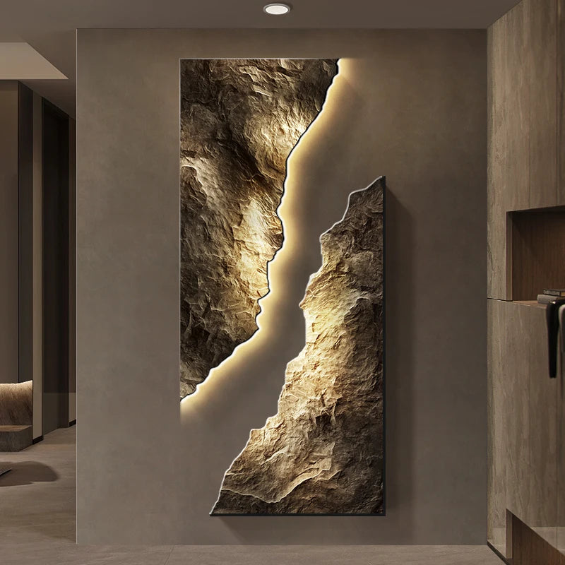 Light Luxury Entrance Decoration Mural Light Abstract Sandstone Texture Hanging Painting Atmospheric 2025 New High-End Corridor