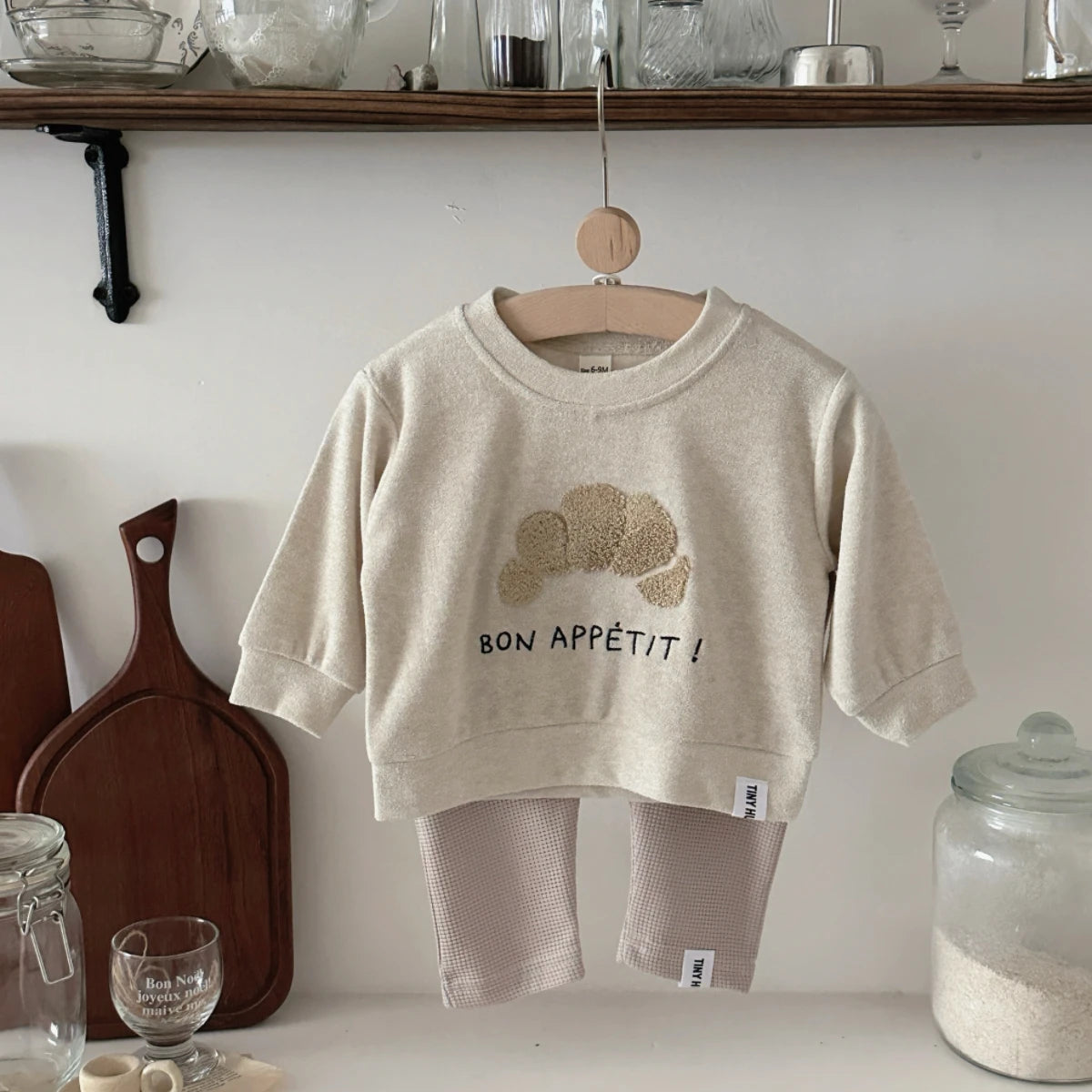 Autumn New Baby Clothing Infant Clothes Sets Cow Horn Bun Towel Embroidery Top+Striped Pants Set Newborn Baby Outfit