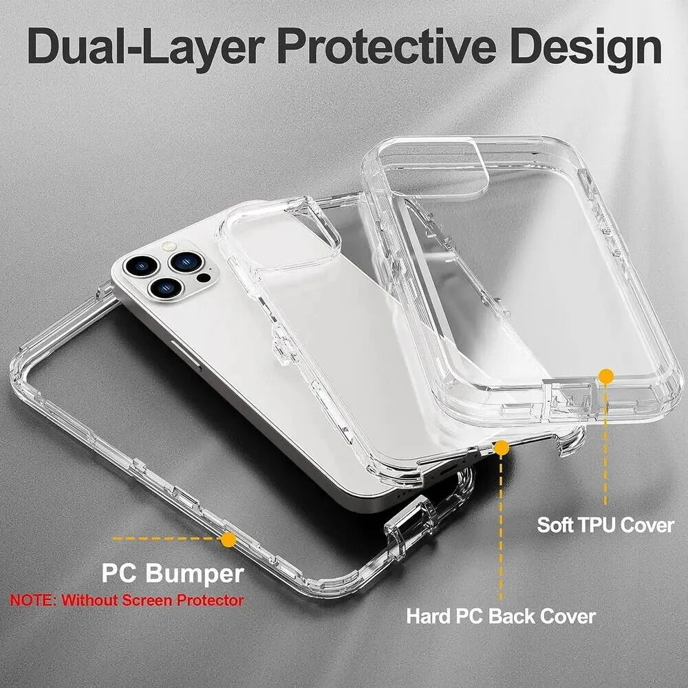 3 IN1 For iPhone 17 16E 15 14 16 PLUS 11 17 Pro MAX MINI 17 Air Phone Case Heavy Duty Hybrid Rugged Shockproof Armor Hard Cover