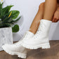 Boots Women 2022 Autumn Winter PU Leather White Ankle Boots Motorcycle Botines Female Chunky Heels Platform Boots Botas Mujer