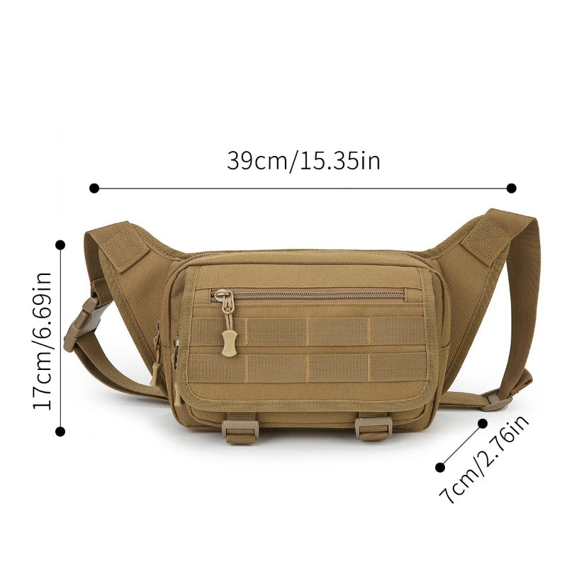 Men's Tactical Fanny Pack Nylon Waist Bag Large Capacity Waterproof Hiking Sports Crossbody Shoulder Bag for Cycling Travel