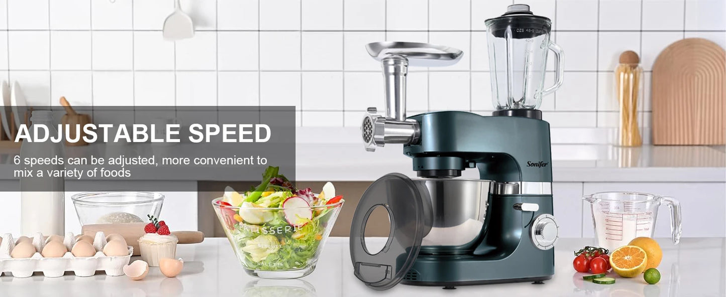 All-in-One 3-in-1 Stand Mixer with Full Metal Gears, 7L Bowl, Blender, Meat Grinder, Dough Hook, Whisk & Beater