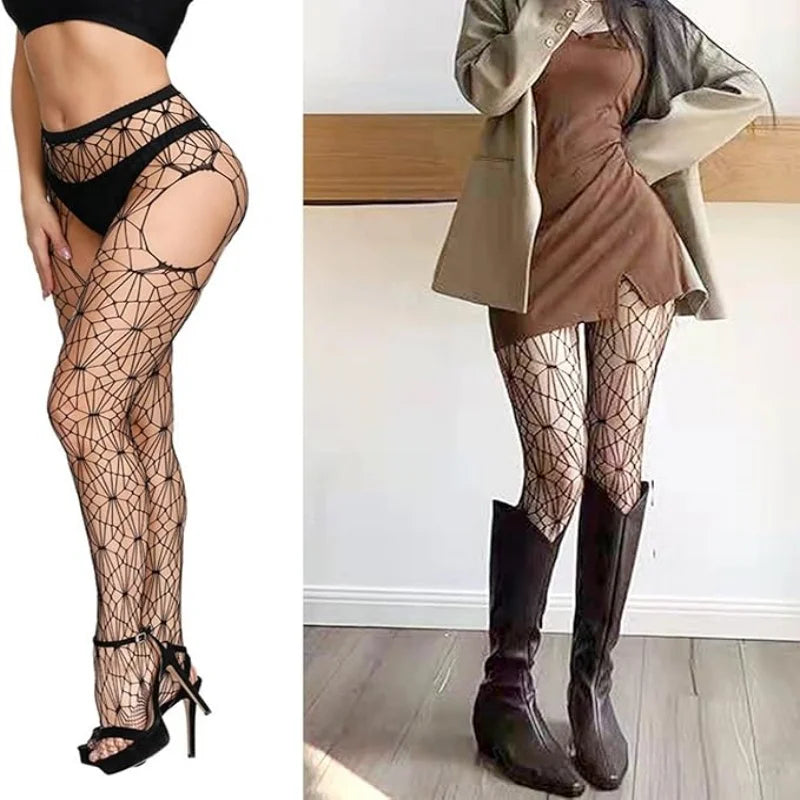 3 Pcs Pantyhose Fishnet Sexy Thigh-High Stockings Suspender Stockings for Women Garter Belt Stockings Hollow Out Pattern Tights
