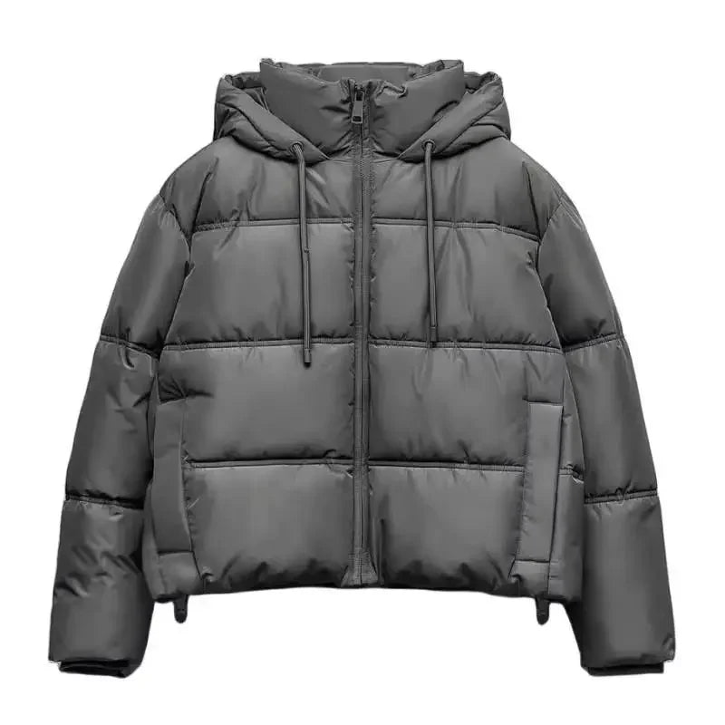 TAOP&ZA Autumn Winter New Casual Warm Cotton Jacket Short Hooded Coat Female Fashionable Long Sleeve Clothing from China