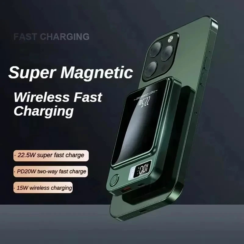 New 200000mAh Magnetic Power Bank Wireless Fast Charger For Magsafe Portable Auxiliary Battery Pack For iphone Huawei Xiaomi