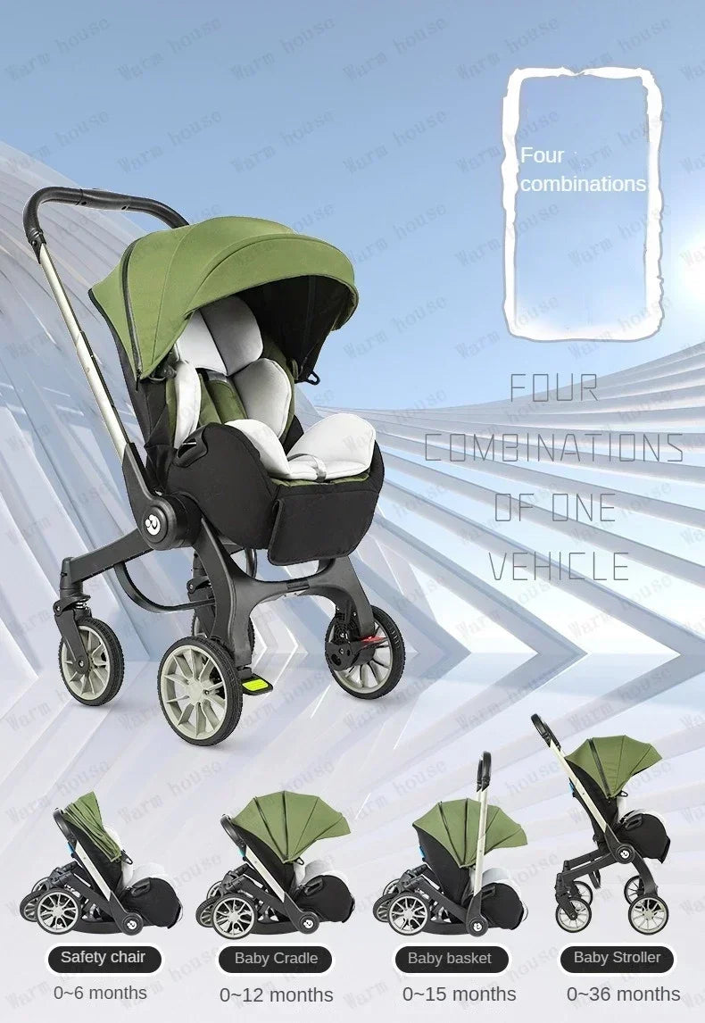 Baby Stroller, Multifunctional Stroller Foldable with Car Seat Baby Car Carriage Portable Baby Stroller 3in1