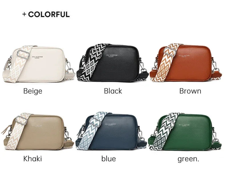 100% Genuine Leather Women Shoulder Bag 2025 New High Quality Cowhide Female Crossbody Bags Wide Shoulder Strap Girls Handbag