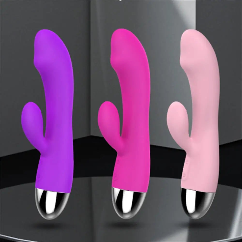 Dual-Headed Multi-Speed G-Spot Vibrator for Women, Body-Safe Silicone Clitoral and Vaginal Stimulator with Ergonomic Design