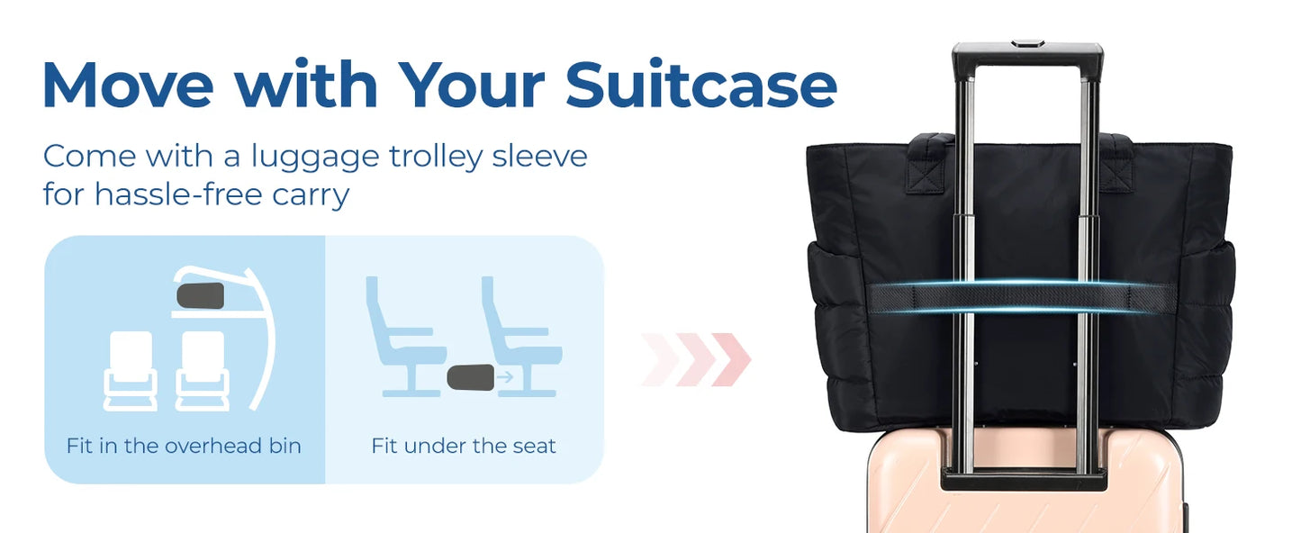 BAGSMART Women's Bag Solid Color Tote Bag Commuting College Padded Shoulder Bag Leisure Simple Female Work Handbags Travel