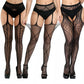 3 Pcs Pantyhose Fishnet Sexy Thigh-High Stockings Suspender Stockings for Women Garter Belt Stockings Hollow Out Pattern Tights