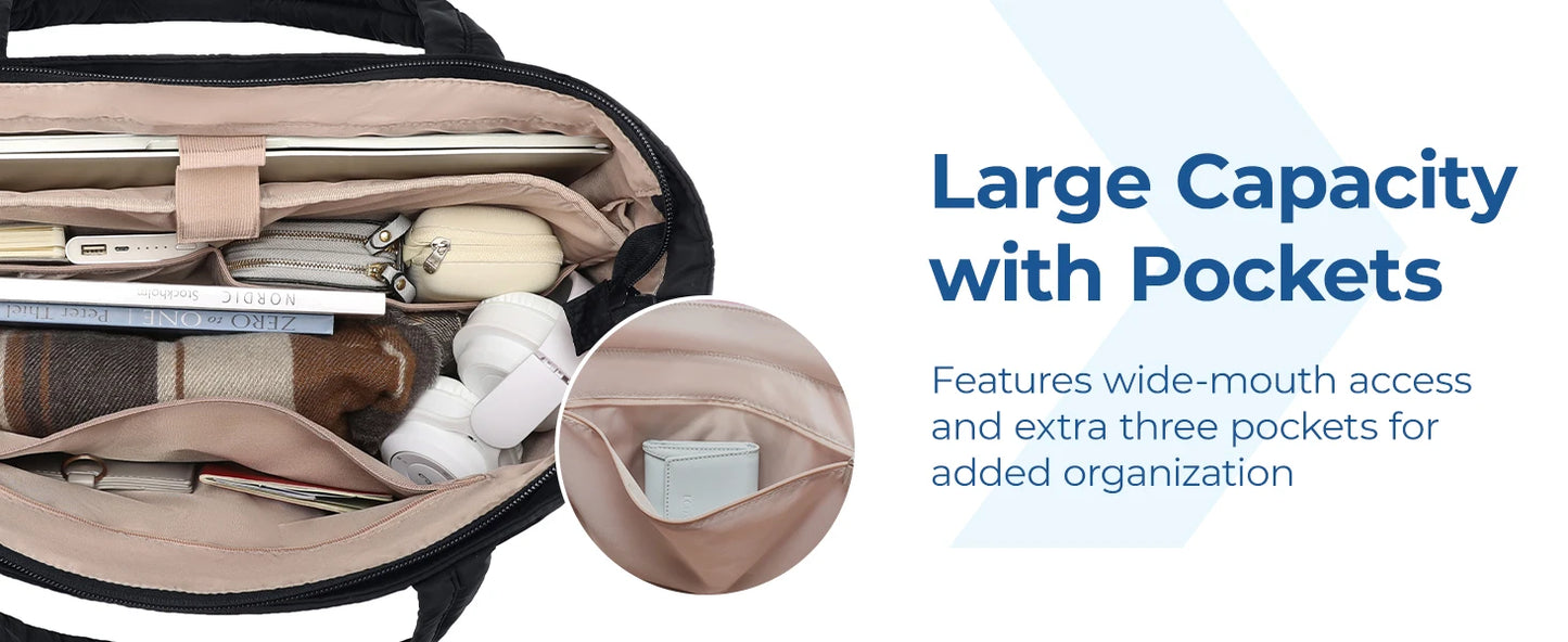 BAGSMART Women's Bag Solid Color Tote Bag Commuting College Padded Shoulder Bag Leisure Simple Female Work Handbags Travel