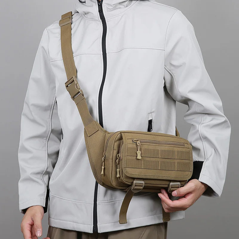 Men's Tactical Fanny Pack Nylon Waist Bag Large Capacity Waterproof Hiking Sports Crossbody Shoulder Bag for Cycling Travel