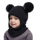 Kids Yarn Knit Balaclava Cap Autumn Winter Pullover Ear Protection Double Ball One-piece Baby Christmas Gift Hat