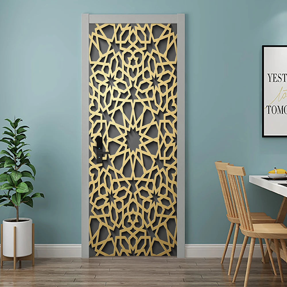 Simulation Of Gilt Leaves DIY Door Stickers Home Decoration Wall Sticker Kitchen Art Mural Peel & Stick Waterpoof PVC Wallpaper