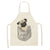 Cute Dog Pug Pattern Cotton Linen Sleeveless Chef Apron Kitchen Aprons Women Home Cooking Baking Waist Bib Pinafore 55x68cm