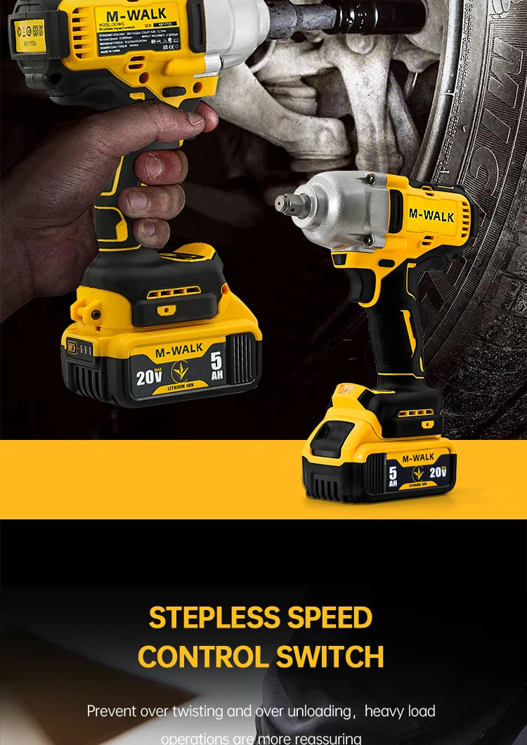 Brushless Impact Wrench 812N.m High Torque Cordless Electric Power Tool for Auto Repair/Construction For DeWalt 20V Battery Pin