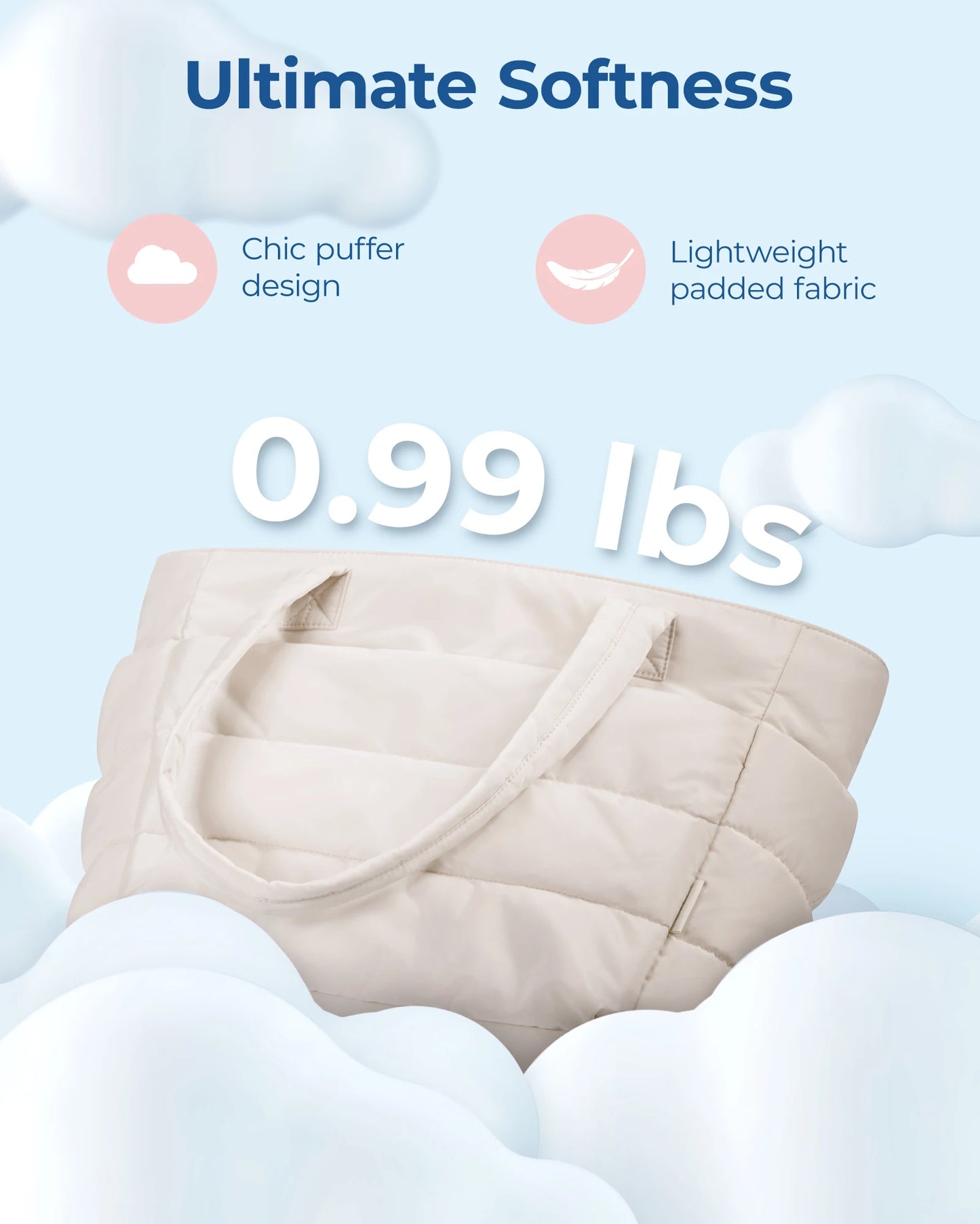 BAGSMART Women's Bag Solid Color Tote Bag Commuting College Padded Shoulder Bag Leisure Simple Female Work Handbags Travel