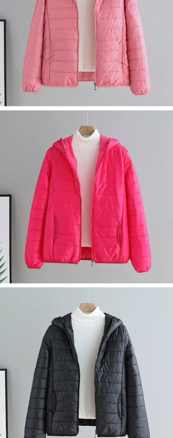 Lightweight Cotton-Padded Jacket For Women 2025 New Winter Cotton Coat Thin Loose Short Women Hooded Parkas Coat Women Outwear